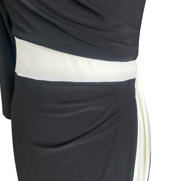 Lauren Ralph Lauren Formal Black Colorblock Off Shoulder Jersey Evening Dress - Picture 6 of 14